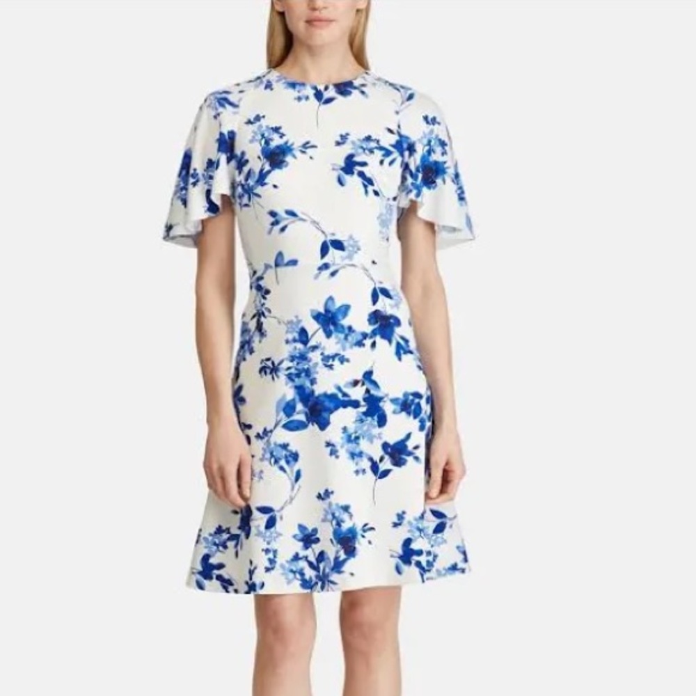 Ralph Lauren White/Blue Floral dress - EASTER LIKE NEW